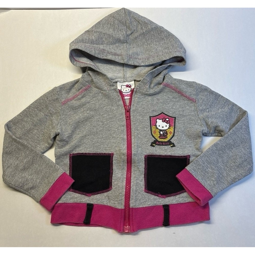 Vintage 2004 Girls Hello Kitty full zip Hoodie (size 4) vintage kids clothes Y2K - Picture 2 of 8